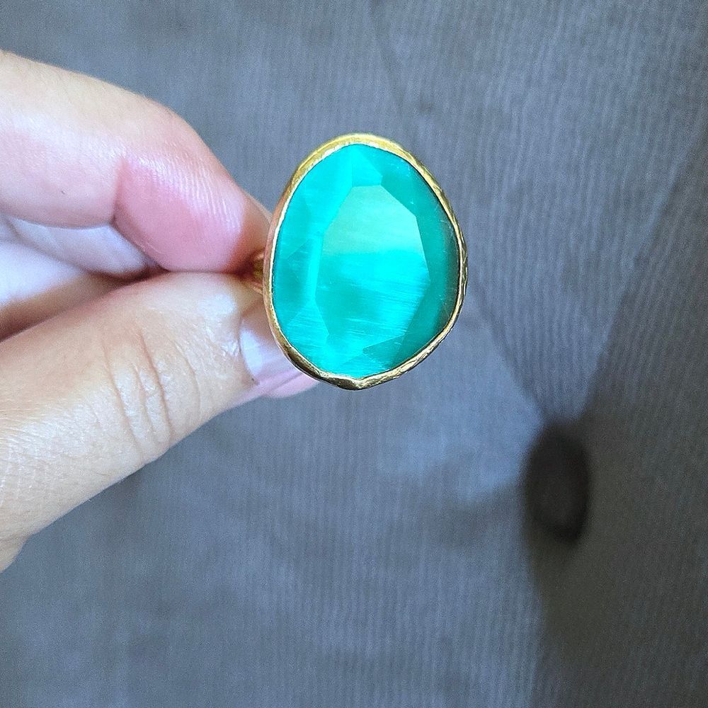Zeyzey Faceted Green💚 Agate Statement Ring💍 - Picture 6 of 16